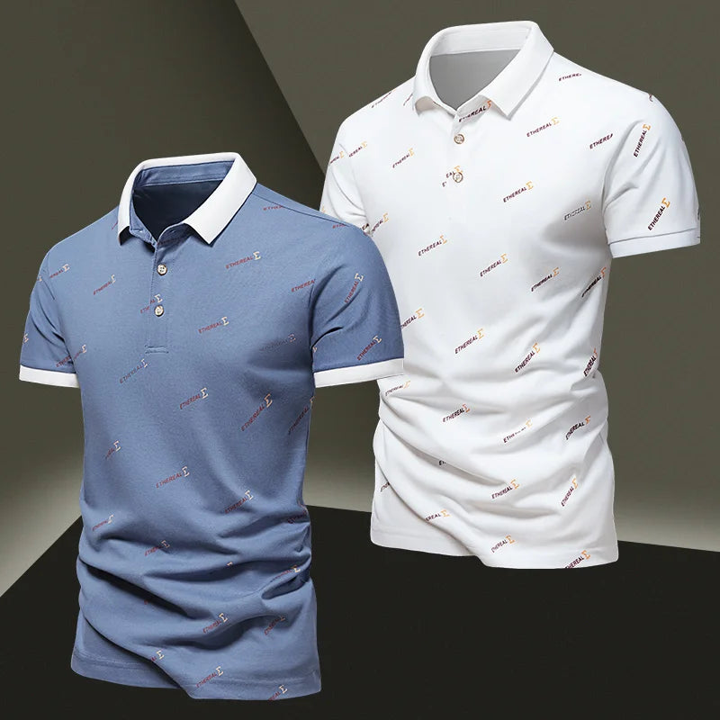New Men's Pure Cotton Short sleeved T-shirt for Men's High end Casual Lapel Half Sleeved Polo Shirt Men's Top