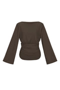 Woven Polyester Fiber Women's Long Sleeve Top Elegant Solid Color Fall/Winter