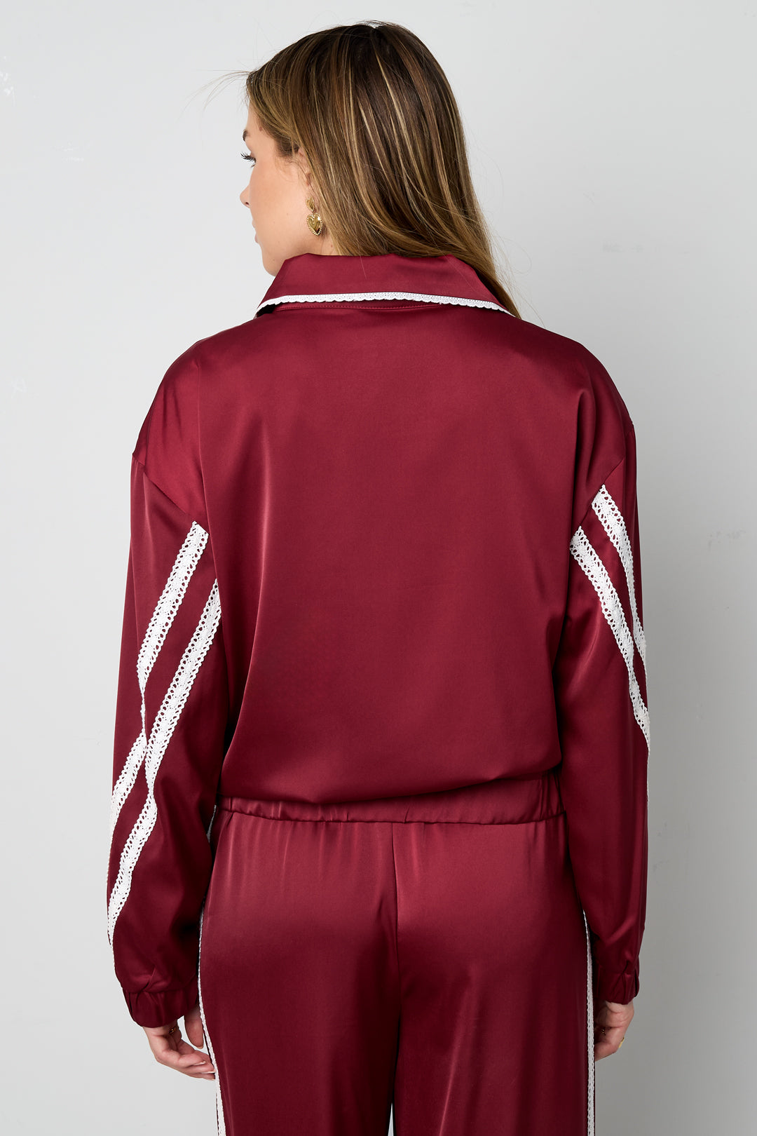 Woven Polyester Fiber Women's Jacket Sporty Color Clash 2-piece Set