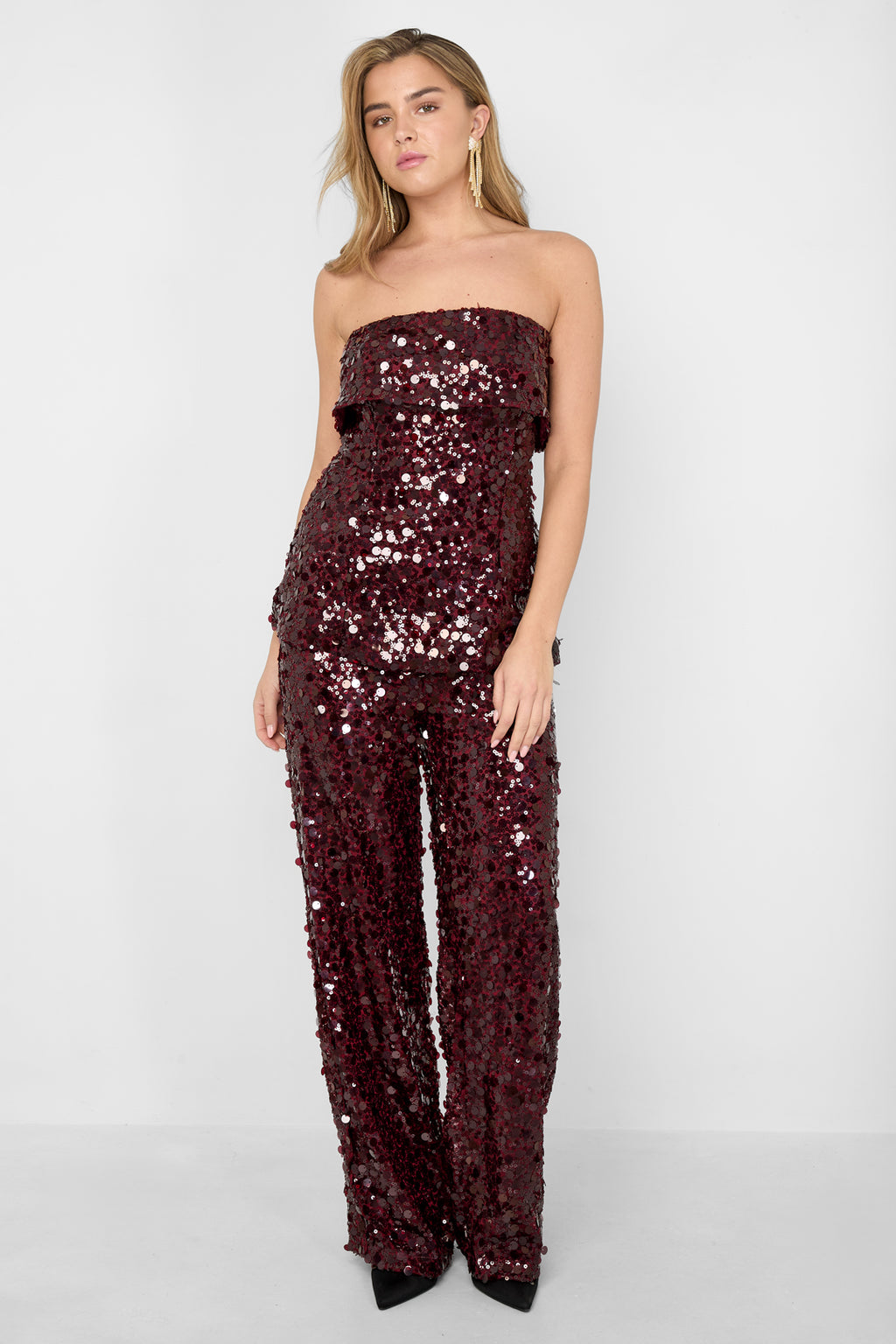 Woven Polyester Fiber Women's Sleeveless Top Sequins Elegant