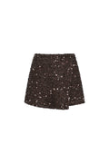 Woven Polyester Fiber Women's Mini Skirt Elegant Sequins 2-piece set