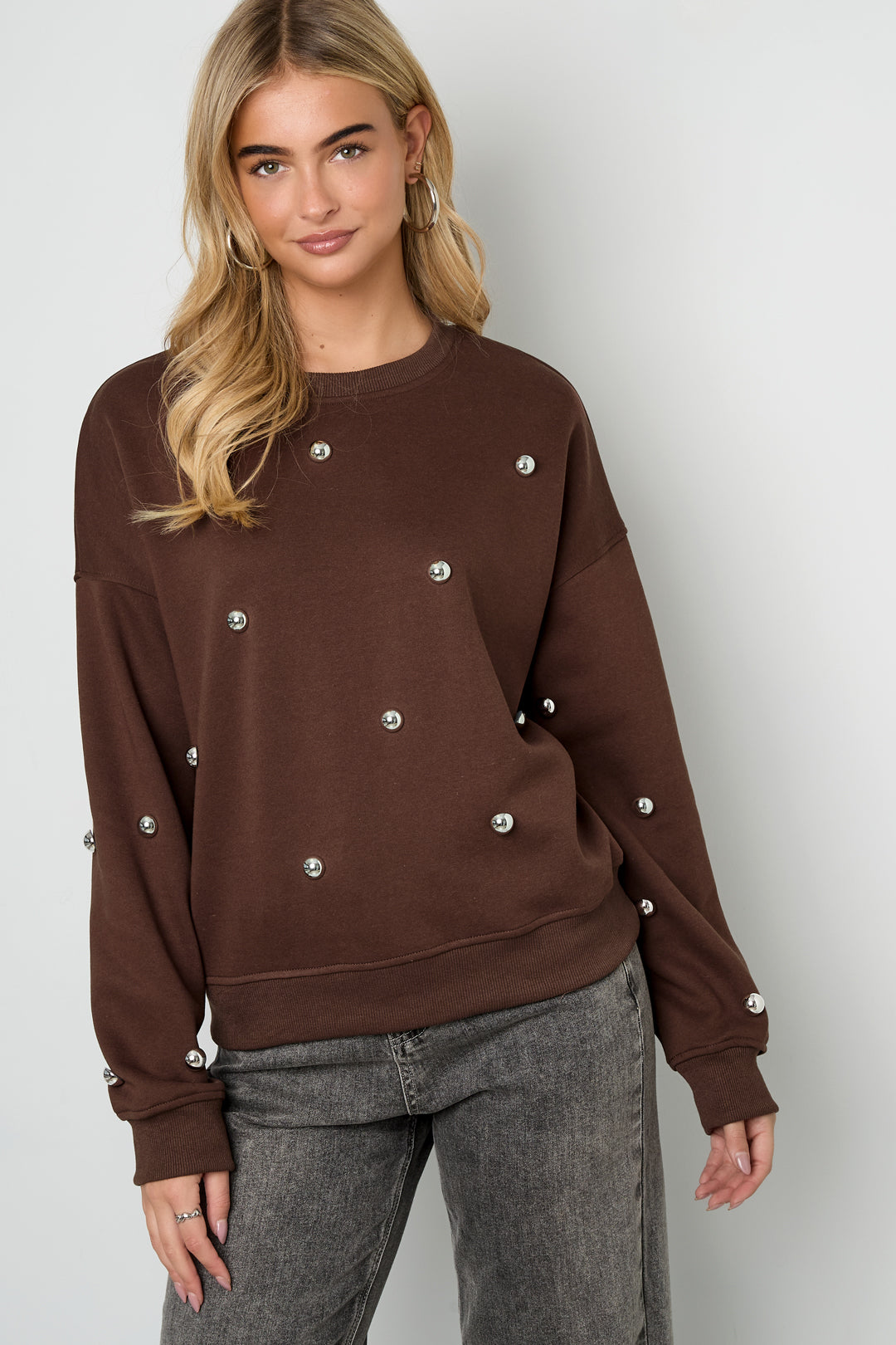 Knitted Cotton Women's Long Sleeve Top Casual Polka Dots